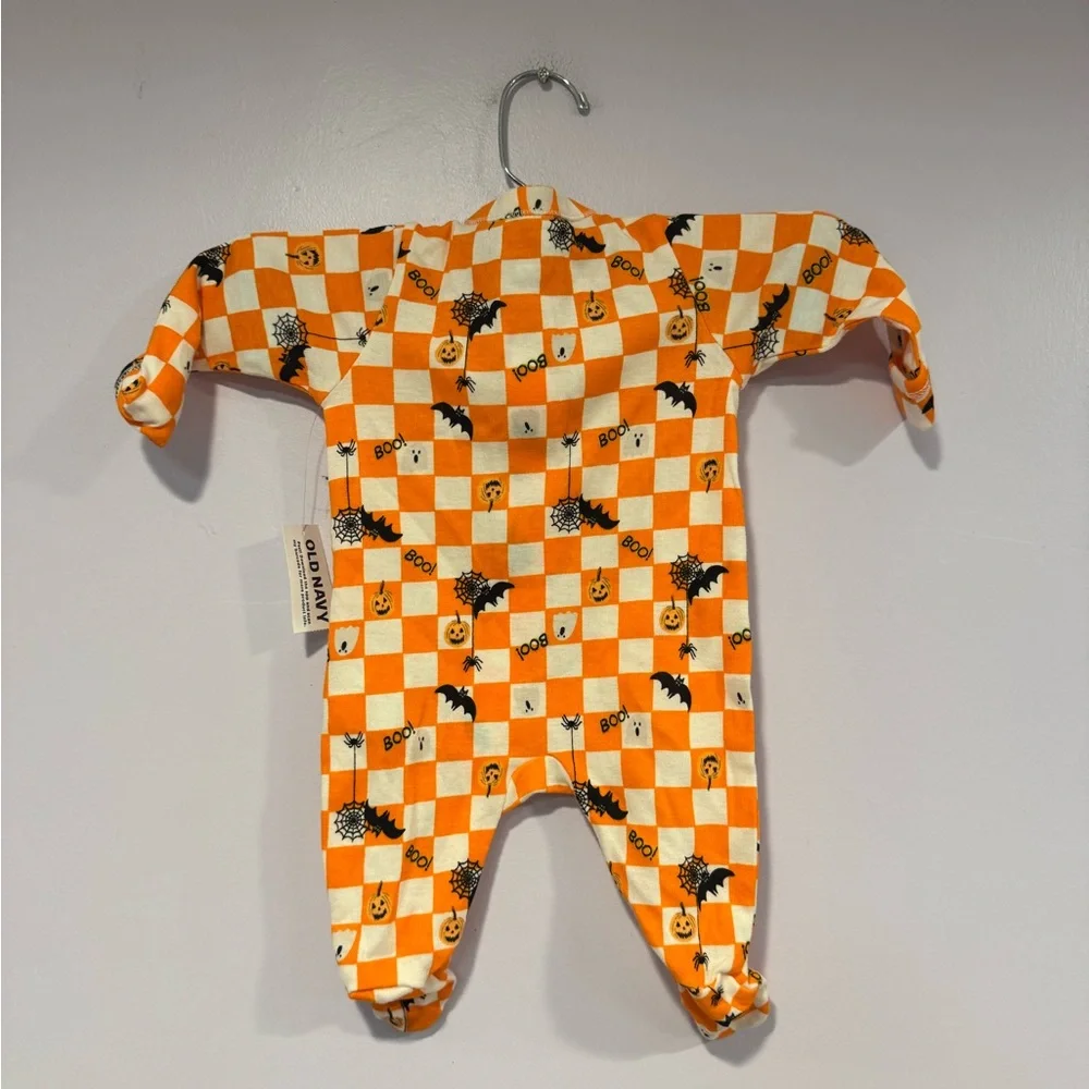 NWT Old Navy checkered orange Halloween‎ onesie